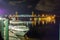 Riverfront board walk scenes in wilmington nc at night