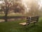 Riverside Bench in Fog