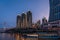 Riverside buildings in Chongqing city at sunset