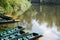 At riverside has a boat waiting to take tourists to see freshwater jellyfish in thailand