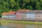 Riverside houses on the Danube outside LInz Austria.