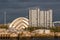 Riverside landmarks in Glasgow, Scotland