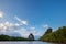 The riverside and mountains : Khao Khanab Nam paralled hills to water, a symbol of Krabi Province of Thailand.