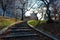 Riverside Park on the Upper West Side of New York City during Autumn with Curving Steps and a Shining Sun