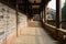 Riverside traditional veranda at sunny noon,China