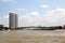 Riverside view. Bridge over River, Bangkok.