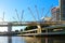 Riverside view at futuristic Kurilpa bridge in Brisbane, Australia