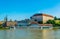 Riverside view of the Schloss museum in the Austrian city Linz....IMAGE