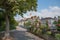 Riverside walkway at aare river, old town thun, switzerland