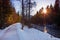 Riverside walkway in winter