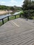 Riverside wooden deck view on a sunny day in the spring, in Brazil