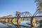 Riverwalk Old functioning train bridge over the Savannah river