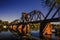 Riverwalk Old functioning train bridge over the Savannah river side view