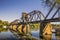 Riverwalk Old functioning train bridge over the Savannah river side view