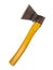 riveted camping ax on wooden handle isolated