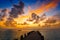 Riviera Maya pier sunrise in Caribbean Mayan