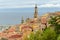 Riviera town Menton view with sea and church