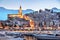 Riviera town Menton view in sunset