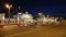 Rizhsky railway station (Rizhsky vokzal, Riga station) and night traffic in Moscow, Russia
