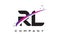 RL R L Black Letter Logo Design with Purple Magenta Swoosh