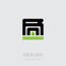 RN - logotype with letters and green line. R and N - initials or logo. Vector Design element, monogram or icon
