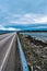 Road 64 to Bolsoy Bridge or Bolsoybrua that crosses the Bolsoysund strait between mainland and island of Bolsoya.  Norway