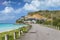 Road along a beach at Antigua island in the Caribbean