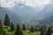 Road through the Alps. Panoramic view. Switzerland.