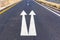 Road Asphalt White Paint Arrows Direction Markings Signs Closeup Detail