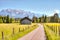 Road and a barn in the Bavarian alps