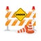 Road Barrier With And Traffic Cone