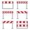 Road barriers, under construction icon set, isolated on white background, vector illustration.