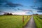 Road for bicycles at sunrise in Holland