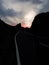 The road of black and white leading straight into the sunset, Tenerife, Canary Islands