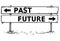 Road Block Arrow Sign Drawing of Past or Future Decision