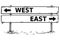 Road Block Arrow Sign Drawing West East