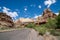 Road through Capitol Reef National Park on a summer day in Utah