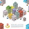 Road in the cityscape Isometric, City location apartment, Vector background