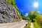 Road with cliffs, Lake Thun, Thunersee, Bern, Switzerland