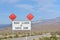 Road Closed At Davis Dam Sign at the border of Arizona and Nevada. Arizona USA