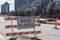 Road closed sign in Downtown Irving, Texas, USA