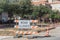 Road closed sign in Downtown Irving, Texas, USA