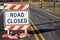 Road Closed Traffic Sign at Improvement Work Site