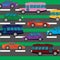 Road collapse and traffic jams background with