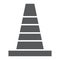 Road cone glyph icon, barrier and traffic, construction cone sign, vector graphics, a solid pattern on a white