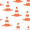 Road cones seamless pattern on transparent background