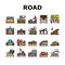 Road Construction Collection Icons Set Vector