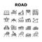 Road Construction Collection Icons Set Vector