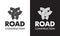 Road construction logo. Identity design, travel theme