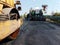 Road construction Using heavy equipment, blurred images